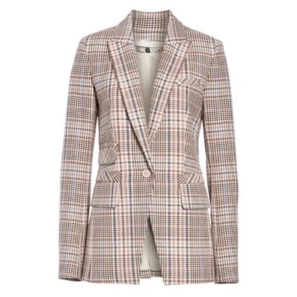 Veronica Beard Fuller Cream Check Plaid Dickey Jacket Size 10 - Picture 4 of 11